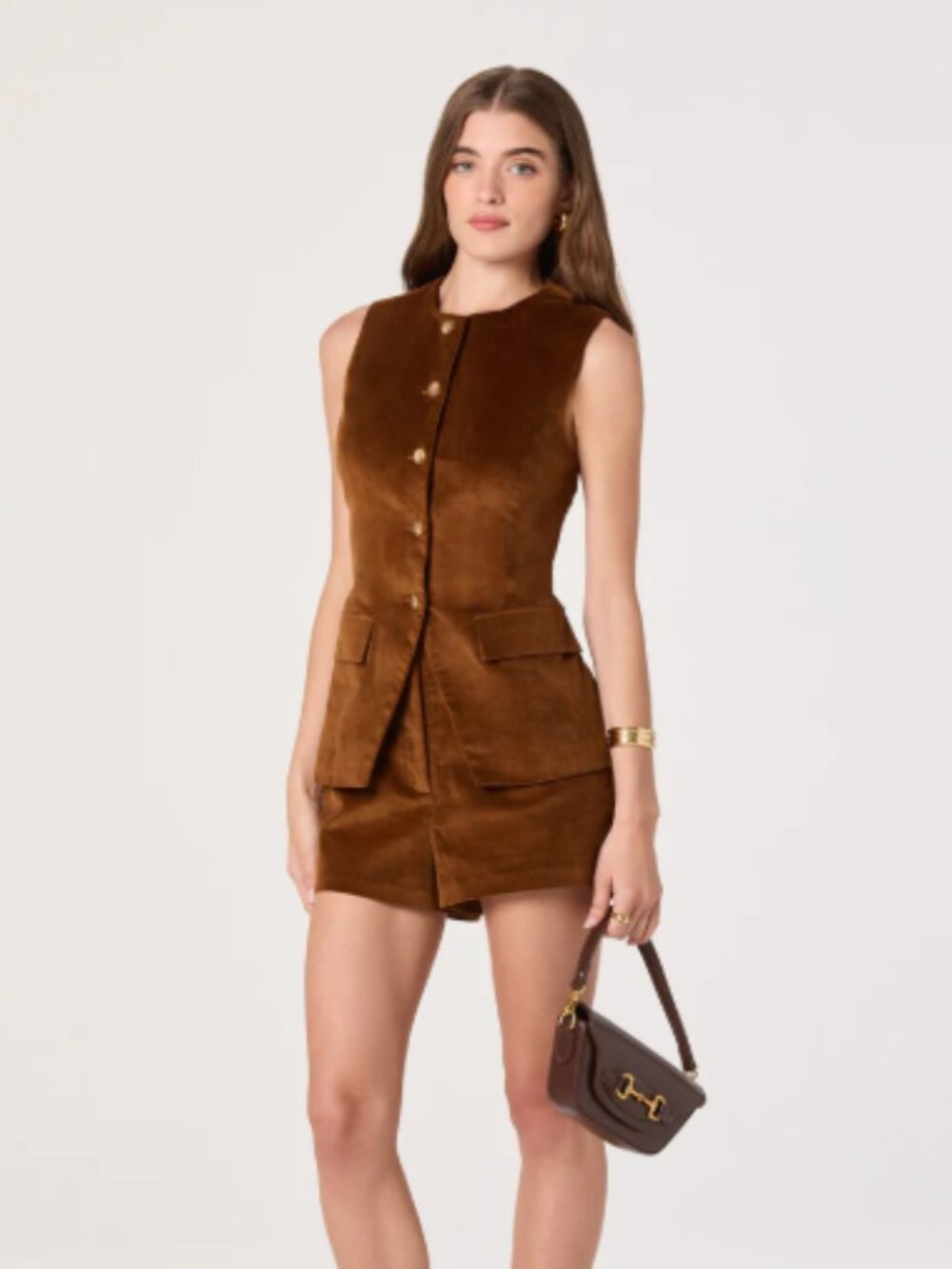 ASTR the Label - Corduroy Button Front Vest and High-Rise Corduroy Shorts - Picture 6 of 10